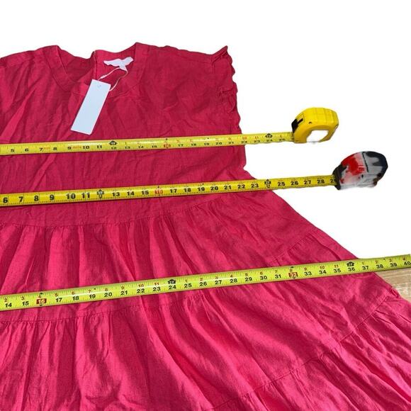 Adyson Parker Linen Blend Tiered Ruffle Sleeve Shift Babydoll Dress XL Boho - Picture 8 of 9